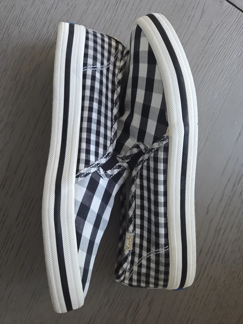 Keds x Kate Spade Black & White Gingham Slip-Ons Womens 7.5